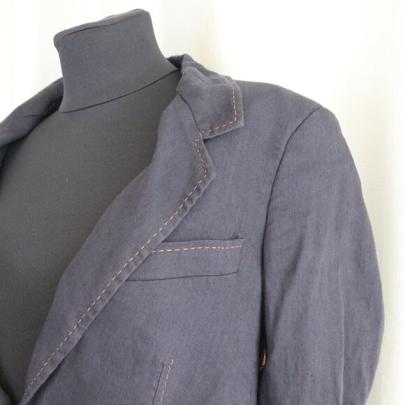 ARJE Nora Linen Blazer Navy Button Sleeves Sz XS - Picture 6 of 10
